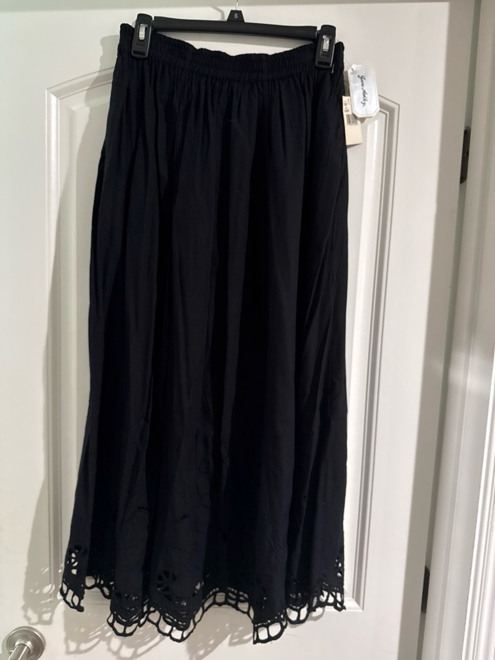 Jane Ashley Black Maxi Skirt with Eyelet Hem